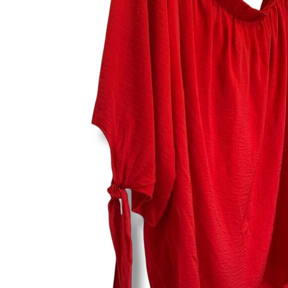 Apt 9 women's red off the shoulder tie sleeves Blouse - medium - Picture 3 of 7